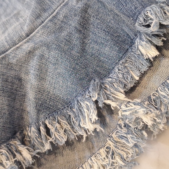 Rock & Roll Cowgirl Peplum Frayed Jean Skirt Festival Sz 31 Western Blue‎ Denim - Picture 6 of 9
